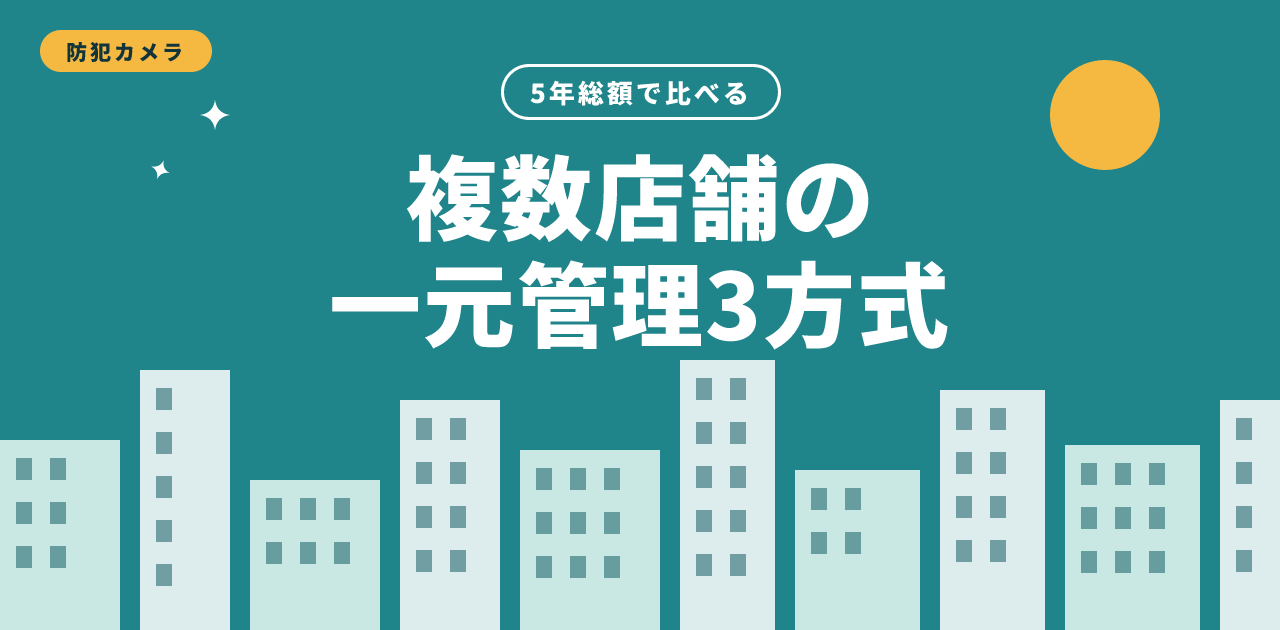 防犯カメラを複数店舗で一元管理|3方式の5年総額